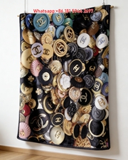 Chanel CC Button Print Flannel Throw Blanket IMG_7174